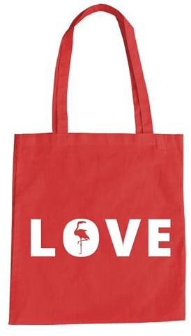 Love Flamingo Baumwolltasche - Flamingo Liebe Rot