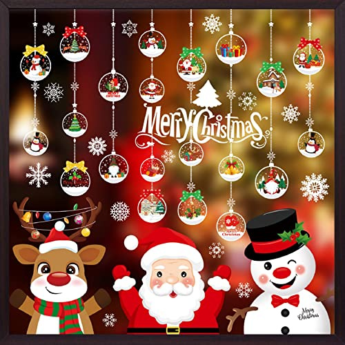 Enwokran Weinachten Fenstersticker, 10 Blatt 237pcs Aufnehmbare Fensteraufkleber Fensterbilder Weihnachten Weihnachtssticker PVC Fensteraufkleber Fensterdeko Selbstklebend, DIY Weinachts Dekoration