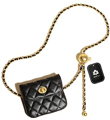 BEMYLV Läderkedja bälte väska för kvinnor, crossbody midjeväska, kvällsmode midjeväska koppling mini avtagbar väska, svart-59, small purse (45 tum chain), svart, small purse (45in chain)