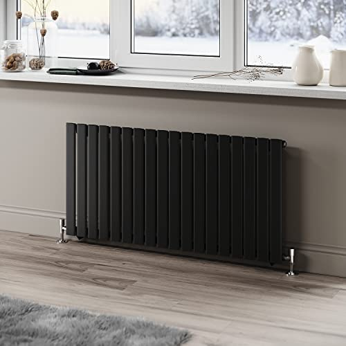 ELEGANT Black Radiators Single Panel Radiator 600 x 1224 mm Modern Flat Panel Central Heating Radiators Column Designer Radiator