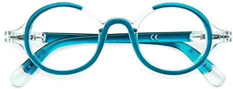 MMOWW Gafas de Lectura Hombres y Mujeres Retro Moda Para Redondas de Marco Súper Grande Anti Luz Azul Gafas de Lectura (Azul, +2.0)