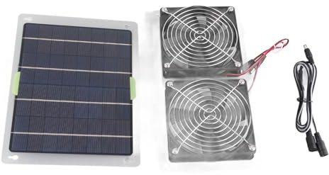 100W 20V Solarpanel betriebener L¡§1fter, Solarbetriebener L¡§1ftersatz, Solar Abluftventilator mit 2 L¡§1ftern Gew?chshaus, Wohnmobil, Wohnmobil, H¡§1hnerstall, Au?enbereich