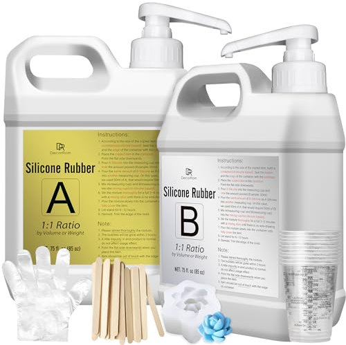 Gomma di Silicone - 170oz / 4.4L Silicone Liquido Elastica 15A Traslucido con Pompe per Realizzazione di Stampi in Silicone, Colata, Stampi Resina DIY, Stampo per Candele, Sapone, Fare Artigianato