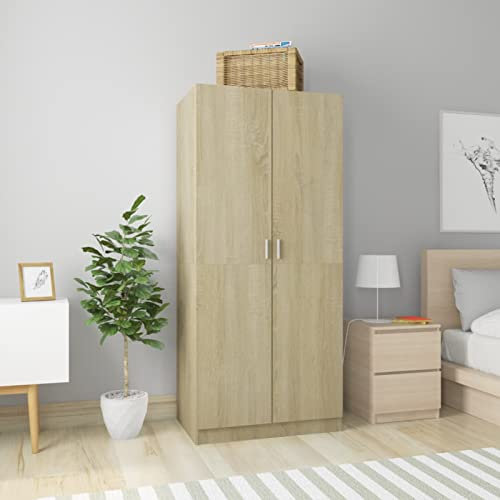 Camerina Kleiderschrank Sonoma-Eiche 80x52x180 cm Mehrzweckschrank Haushaltsschrank Schrank Schlafzimmer Wardrobe Bedroom SchräNke Holzwerkstoff