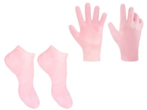 HAKIDZEL 1juego Guantes y Calcetines Hidratantes Para Cuidado De Pies y Manos Exfoliantes y Suaves y Color Rosa