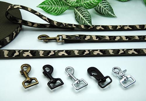 Leine Nylon Tarn Camoufage 25mm x 5m Trainingsleine Schleppleine Fährtenleine (Karabiner: Scherenhaken (Silber), mit Schlaufe)