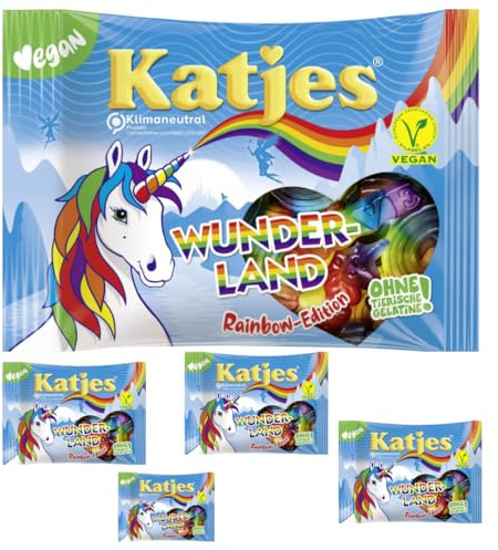 Katjes Wunderland Rainbow-Edition Fruchtgummi VEGAN 200 gr x 5 Stück