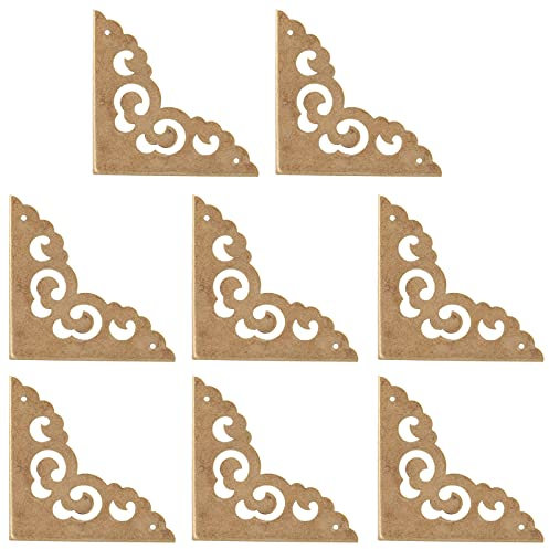 jojofuny 8pcs Brass Corner Protectors High Strength Corrosion Resistant Home Office Decorative Guards Chinese Style Screws Included