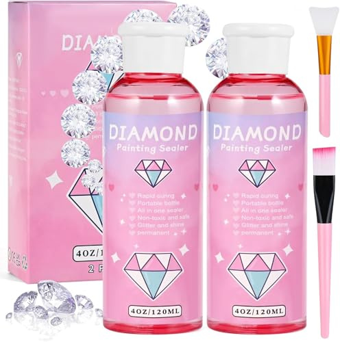 Cieex Set di 2 sigillanti per pittura a diamante, 240 ml, per pittura a diamante, trasparente, per fissaggio e lucentezza permanente dei diamanti (totale 240 ml)