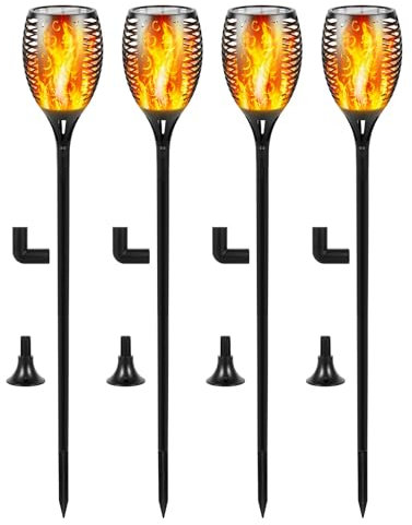 I-SHUNFA 96 LED Solar Lights Outdoor Garden,43 inch Tall Solar Torch Flickering Dancing Flame Lights with 3 Modes,IP65 Waterproof Auto ON/Off Landscape Decorations for Pathway,Patio,Yard
