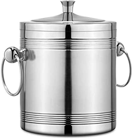 NIBXEPDF Seau à vin Seau à Glace Bac à Glace Seau à Glace Double Couche en Acier Inoxydable Seau à Glace isolé Bar Seau à Glace Seau à bière Seau Refroidisseur Seau à Champagne Baril/-/1L