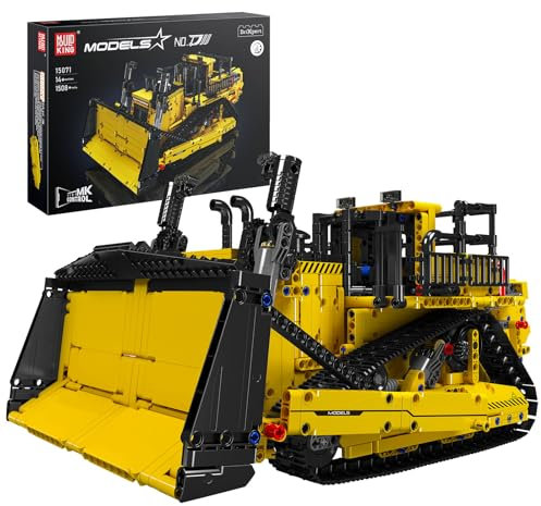 Mould King 15071 Technik Ferngesteuert Bulldozer Bausteine CAT D11 LKW Bauspielzeug Kran Baufahrzeug Klemmbausteine mit Motors für Kinder und Erwachsene (1508 Teile)