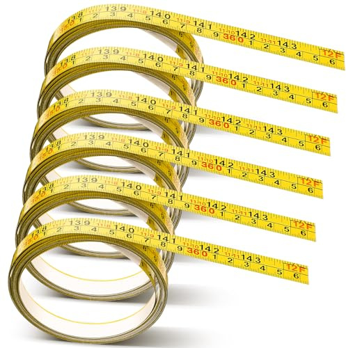 Saysurey 6 Pcs 12 ft Self Adhesive Measuring Tape Adhesive Backed Double Scale Ruler Measuring Tape for Work Woodworking Workbench Saw Drafting Table(Yellow)