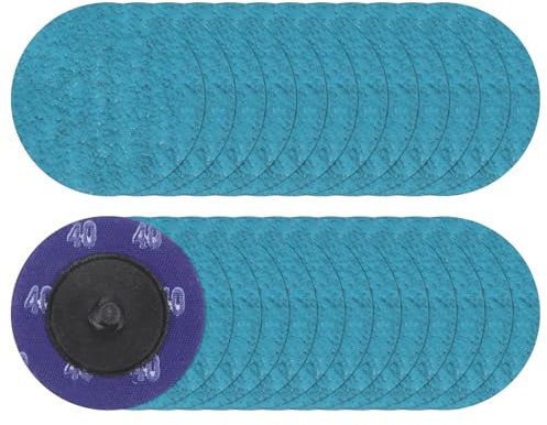 sourcing map 25pcs Quick Change Sanding Discs 2 40 Grit R-Type Roll Lock Zirconia Conditioning Disc Sandpaper for Die Grinder Grinding Fast Cutting, Blue Green