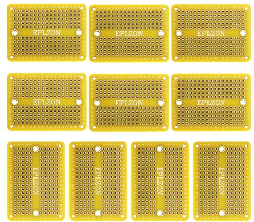 EPLZON Solderable Breadboard Mini PCB Board Gold-Plated Solder Breadboard for DIY Electronics Projects Apply to Soldering Projects 2.0x1.5(Pack of 10 Pcs,YELLOW)