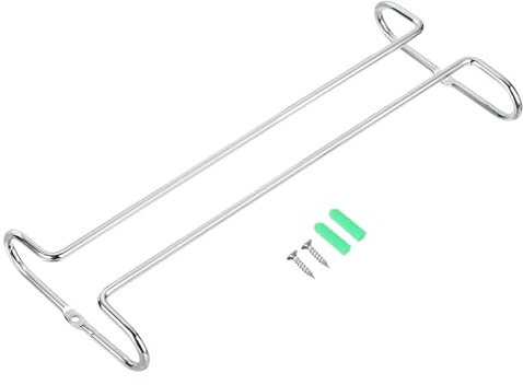 QUARKZMAN 1pz Vino Bicchiere Supporto Freddo Arrotolato Acciaio Vino Bicchiere Rack Adatto per Bar Caffè Ristoranti Cucine Vari Tipi di Vino Bicchieri Argento 260mm/10,24