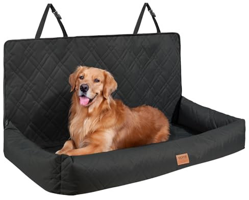 VEVOR Hundeautositz, wasserdichter Hundesitzerhöhung fürs Auto, Haustierautositz mit ansteckbarer Sicherheitsleine, Füllung aus PP-Baumwolle, Hundeautobett für mittelgroße und große Hunde bis 100 lbs
