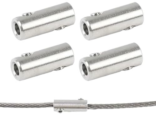2mm Stainless Steel Wire Rope Clips with Thimble Cable Clamp (4 Packs, End Screw Stopper Lock)
