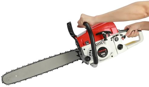 Motosierra de gas de 58 cc, sierra de cadena de gasolina inalámbrica de 20 pulgadas, motosierra de mano para cortar madera y talar árboles, ideal para jardín, granja, rancho naranja