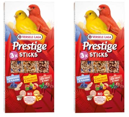 Versele-Laga Prestige Sticks Canarios Triple Variety | Paquete Doble | 2 x 90 g | Snack para Canarios | Sin conservantes, colorantes ni Aromas sintéticos