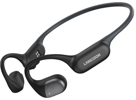 Langsdom Running Headphones AirWave Pro, Open Ear Lightweight Skin-Friendly Comfort, Superior Sound, IP67 Waterproof, Built-in 32GB MP3 Mode, 17.5Hrs Battery Life (Black)