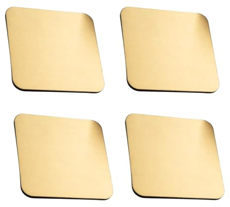 4pcs Gold Square Stainless Steel Coasters 8.5cm Heat Insulation Metal Cup Mats Drinking Coaster For Cafe,Bar
