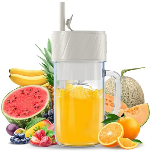 Mini Frullatore Portatile, 400ML Mini Mixer Per Smoothies Bicchiere Di Miscelazione Usb Con 6 Lame Per Frullati E Frullati Frullatore Personale Elettrico Per L’Ufficio E La Palestra, Viaggi