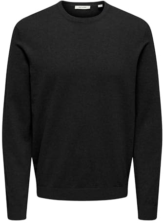 ONLY & SONS herr Onstim Reg Ls linne Crew Knit Noos, svart, S, Svart, S