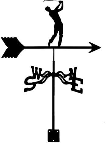 Wind Vane - Metal Wind Vane - Rust Proof Golf Theme for Garden, Yard and Country with Roof Mount | Direction Indicator Vane Roof Mounting Metal Res