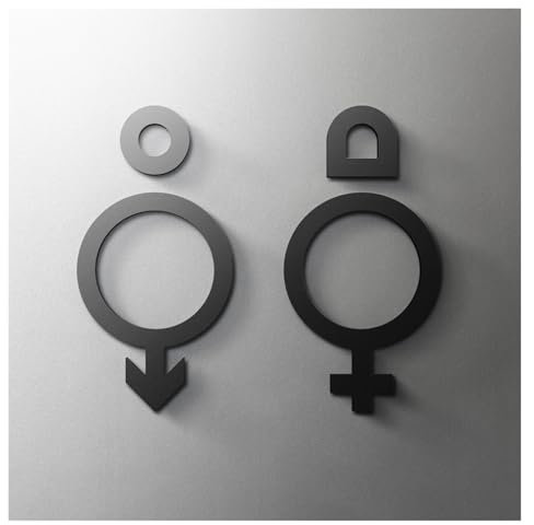 QWWQYDY Segnali per Toilette Targa for WC con Freccia in Rilievo 3D Galleggiante Opaco, Elegante Etichetta for Porta del Bagno, segnaletica for WC, Numero civico(18,Width 20cm)