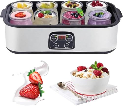 OZPPM Probiotic Yogurt Maker,68-131°F Yogurt Makers with 8 Jars,1.4L Fully Automatic Yogurt Machine, LED Display, for Men & Women, Electric Yogurt Machine for Home Use