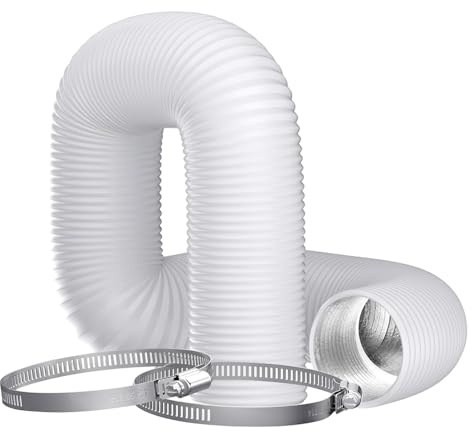6 Inch (150mm) Flexible Aluminum PVC Ventilation Ducting Hose - 5m White Air Duct Pipe for Extractor Fan, Hydroponics, Grow Tents, Dryer Vents