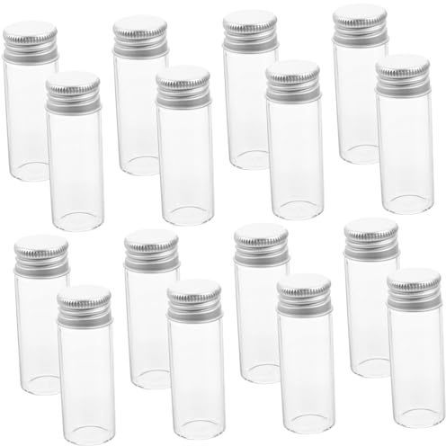 Garneck 20pcs Reusable Glass Bottles Aluminum Lids Screw Top for Candy Storage and Tea Making