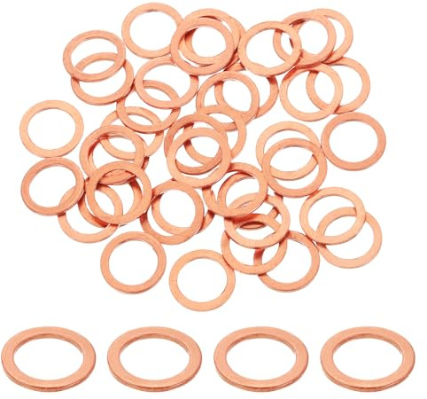 QUARKZMAN 75Pcs Rondella Piana M10 Rondelle Di Tenuta Guarnizione | 10mm Diametro Interno 14mm Diametro Esterno 1mm Spessore, Schiacciabile In Rame, Per Idraulica Macchinari Automotive, In Rame