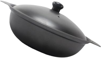 HIAKDOFT Cazuela de Hierro Fundido con Tapa Olla para Arroz con Pollo Estofado Utensilio de Cocina Resistente y Práctico para Hogar