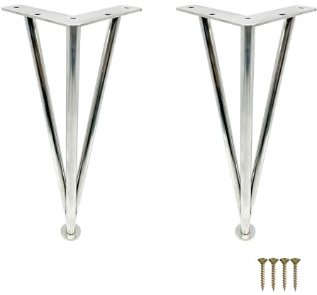 WATAOW 2Pack, 10-40cm Hairpin Table Legs, Replacement Furniture Legs, Stainless Steel Sofa Feets Cabinet Leg Home DIY Projects(Silver,30cm/11.8)