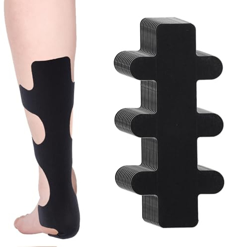 Lot de 12 Bandes de Kinésiologie Prédécoupées pour Tendon d'Achille, Imperméables et Respirantes Ruban Adhésif Talon Athlétique pour le Maintien Musculaire et la Stabilité