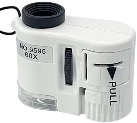 Lighted Pocket Microscope - 60X Portable LED Magnifier, Adjustable Focus Lens, Compact Handheld Design, Clear Optical View | Educational Microscope For Kids Teaching Aid Microbiology Observation