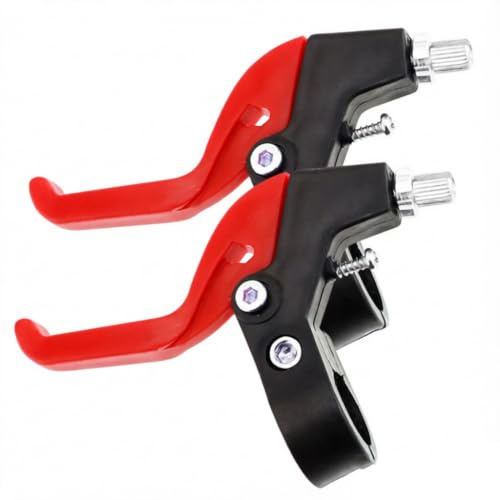 1 Paar Fahrradbremshebel aus Kunststoff, Kinder-Fahrradbremshebel für Fahrradlenker mit 22 cm Durchmesser, Set links und rechts (rot)