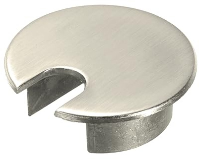 Unifizz Metal Desk Cable Grommet 35mm (1-3/8) Zinc Alloy Cable Hole Cover Pass-Through Wire Organizer for Office Computer Table Worktop - Brushed Silver