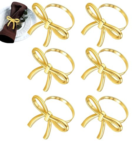 Goldene Serviettenringe - Aus Goldfarbenem Metall In Eleganter Schleifenform - Ringe Zum Halten Von Servietten,Für Tisch, Esszimmer, Hochzeit, Weihnachten, Deko und Feiern