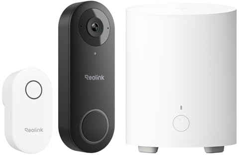 Reolink Wired 5MP Video Doorbell 2K HD with 180° Head-to-Toe View, AI Detection & Video Call + Home Hub Mini, All-in-One Security Center with Local Storage, Dual-Band Wi-Fi, AES-128 Encryption