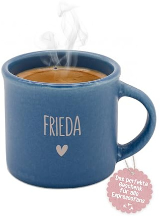 wunderwunsch Personalisierte Espressotasse, Keramik Tasse mit Gravur, Name | Espressotassen mit Wunschtext, Vatertag, Weihnachten, Wichtelgeschenk, Spruch lustig, Papa, Oma, Opa, Angler