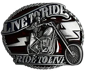 eeddoo® Gürtelschnalle Skull - Live to Ride - Ride to Live - Totenkopf Buckle (Buckle für Wechselgürtel für Damen und Herren | Belt Frauen Männer Oldschool Rockabilly Metall Biker Western Trucker)