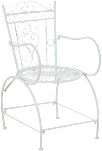 CLP Gartenstuhl Sheela im Landhausstil mit Metallgestell, bequemen Armlehnen, robust und wetterfestem Design Farbe weiß