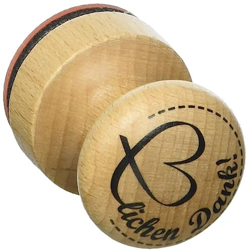 Rayher Stempel Holz, Herzlichen Dank, rund, 3 cm ø, Motivstempel Holz, Holzstempel, Butterer Stempel, Rundstempel mit Holzgriff, 28938000, Holzfarben