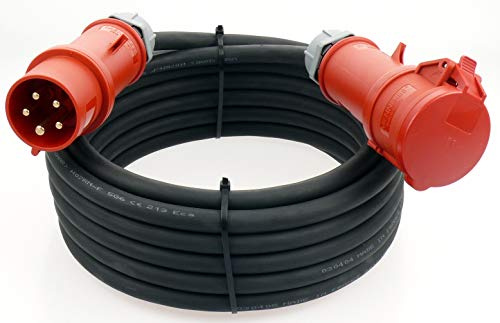 netbote24 CEE Mennekes Starkstrom Verlängerungskabel 32A 400V Gummileitung H07RN-F 5x6 5g6 IP44 außen 20m