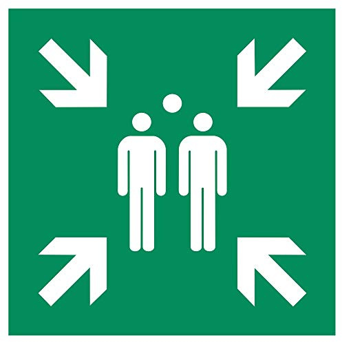Schild Sammelstelle | PVC 40 x 40 cm | gemäß DIN EN ISO 7010 E007 ASR A1.3 | Fluchtweg Sammelpunkt Sammelplatz