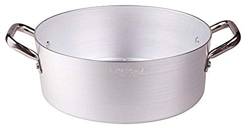 Pentole Agnelli PCMX0638 Casseruola Bassa in Alluminio, con 2 Maniglie in Acciaio Inossidabile, 38 cm, Argento