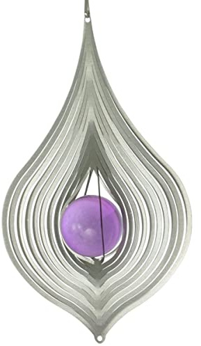 CIM Edelstahl Windspiel - Tropfen 260 - rostfreier Edelstahl - Abmessung: 15x26cm - inkl. Aufhängung und Glaskugel